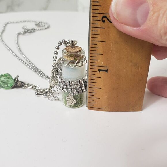 ARTISAN Wish Glass Bottle Glitter Upcycled Necklace - Picture 7 of 9